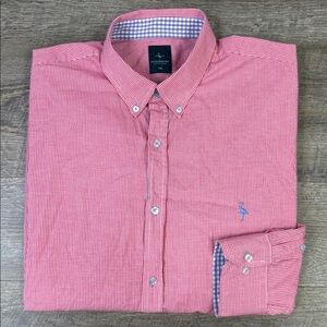 TailorByrd Red Micro-Gingham Button-Down Shirt – Size XXL